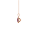 Side profile of a rose gold raspberry red gemstone pendant showcasing the French pavé halo gallery.