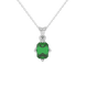 Green Emerald Cut Solitaire Gemstone Pendant in Rose Gold Four Prong Setting
