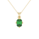 Green Emerald Cut Solitaire Gemstone Pendant in Rose Gold Four Prong Setting