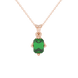 Green Emerald Cut Solitaire Gemstone Pendant in Rose Gold Four Prong Setting