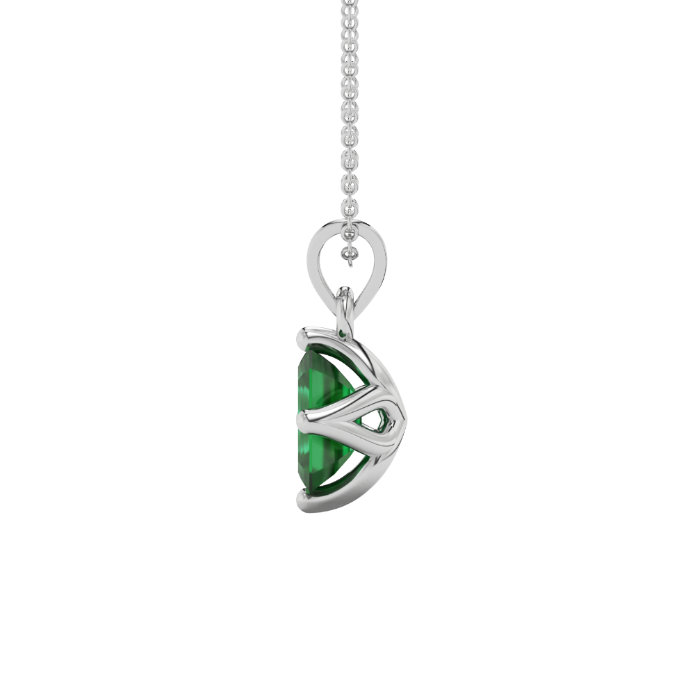 Green Emerald Cut Solitaire Gemstone Pendant in Rose Gold Four Prong Setting