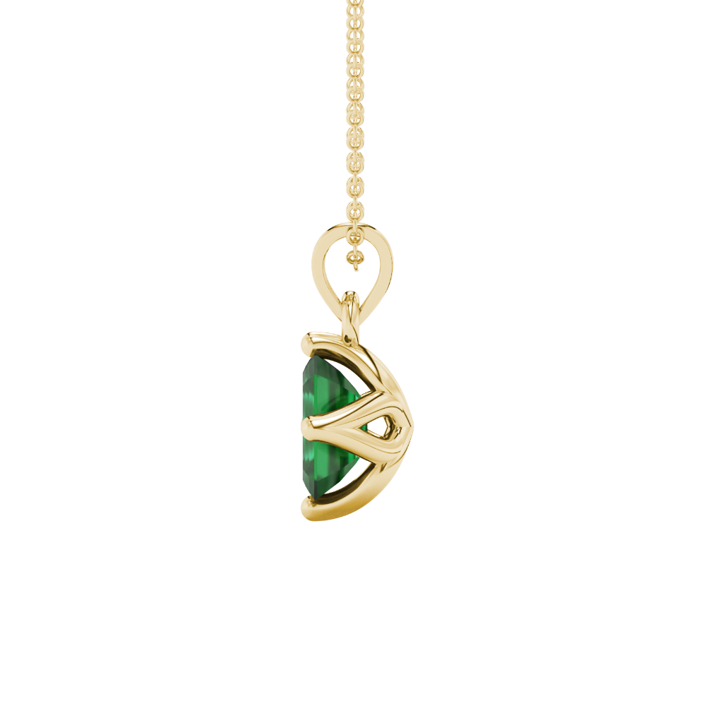 Green Emerald Cut Solitaire Gemstone Pendant in Rose Gold Four Prong Setting
