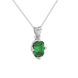 Green Emerald Cut Solitaire Gemstone Pendant in Rose Gold Four Prong Setting