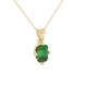 Green Emerald Cut Solitaire Gemstone Pendant in Rose Gold Four Prong Setting
