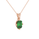 Green Emerald Cut Solitaire Gemstone Pendant in Rose Gold Four Prong Setting