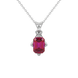 Red Emerald Cut Solitaire Gemstone Pendant in Rose Gold Four Prong Setting