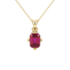 Red Emerald Cut Solitaire Gemstone Pendant in Rose Gold Four Prong Setting