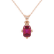 Red Emerald Cut Solitaire Gemstone Pendant in Rose Gold Four Prong Setting