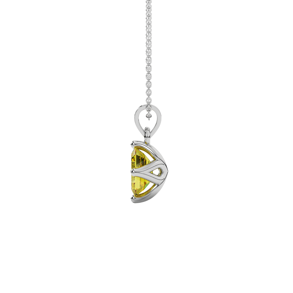 Yellow Emerald Cut Solitaire Gemstone Pendant in Rose Gold Four Prong Setting