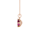 Red Emerald Cut Solitaire Gemstone Pendant in Rose Gold Four Prong Setting