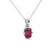 Red Emerald Cut Solitaire Gemstone Pendant in Rose Gold Four Prong Setting