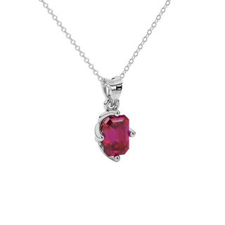raspberry red gemstone tulip basket pendant in white gold