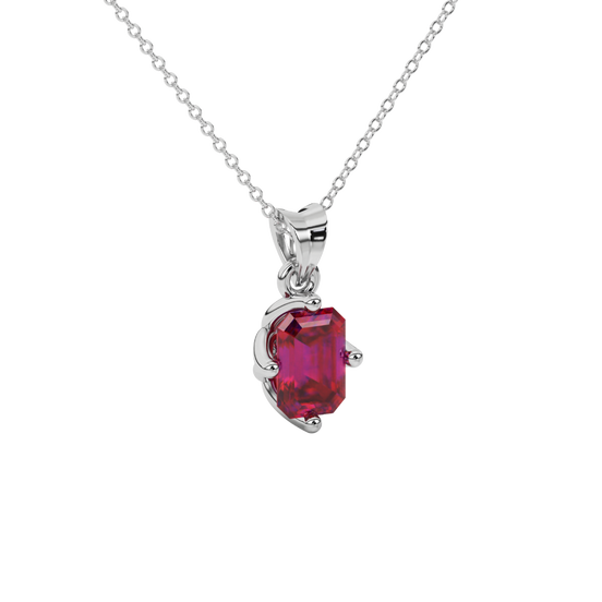 raspberry red gemstone tulip basket pendant in white gold