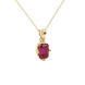 Red Emerald Cut Solitaire Gemstone Pendant in Rose Gold Four Prong Setting