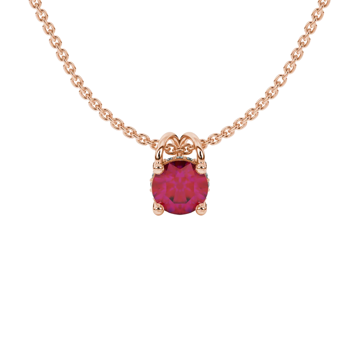 Round Hidden Halo Gemstone Pendant