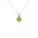 Round-cut canary yellow gemstone pendant in a white gold scalloped six-prong setting.