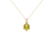 Round-cut canary yellow gemstone pendant in a yellow gold scalloped six-prong setting.