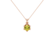 Round-cut canary yellow gemstone pendant in a rose gold scalloped six-prong setting.
