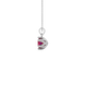 Side angle of a white gold raspberry red gemstone pendant highlighting the scalloped six-prong details.