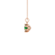 Side angle of a rose gold emerald green gemstone pendant showcasing the scalloped six-prong design.