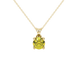 Round-cut canary yellow gemstone pendant in a yellow gold surprise diamond setting.