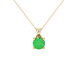 Round-cut emerald green gemstone pendant in a yellow gold surprise diamond setting