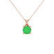 Round-cut emerald green gemstone pendant in a rose gold surprise diamond setting