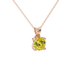 close-up of a round canary yellow gemstone pendant with an intricate rose gold surprise diamond setting.