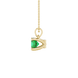 Side profile of a yellow gold emerald green gemstone pendant with a surprise diamond design.