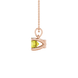 Side view of a rose gold canary yellow gemstone pendant highlighting the surprise diamond detail.