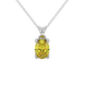 Oval cut canary yellow gemstone pendant, white gold four prong setting.