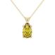 Oval cut canary yellow gemstone pendant, yellow gold four prong setting.