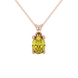 Oval cut canary yellow gemstone pendant, rose gold four prong setting.