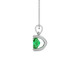 Side profile, white gold emerald green pendant, four prong gallery.