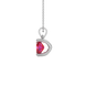 Side profile, white gold raspberry red pendant, four prong gallery.