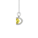 Side profile, white gold canary yellow pendant, four prong gallery.