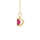Side profile, yellow gold raspberry red pendant, four prong gallery.
