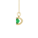 Side profile, yellow gold emerald green pendant, four prong gallery.