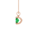 Side profile, rose gold emerald green pendant, four prong gallery.