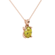 Close-up, oval cut canary yellow gemstone pendant, rose gold four prong setting.