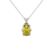 Oval cut canary yellow gemstone pendant, white gold six prong setting.