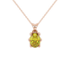 Oval cut canary yellow gemstone pendant, rose gold six prong setting.