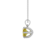 Side profile, white gold canary yellow pendant, six prong gallery.