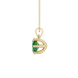 Side profile, yellow gold emerald green pendant, six prong gallery.