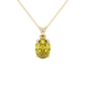 Oval cut canary yellow gemstone pendant, yellow gold classic basket setting.