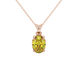 Oval cut canary yellow gemstone pendant, rose gold classic basket setting.