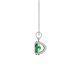 Side profile, white gold emerald green pendant, classic basket gallery.