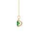 Side profile, yellow gold emerald green pendant, classic basket gallery.