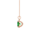 Side profile, rose gold emerald green pendant, classic basket gallery.