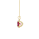 Side profile, yellow gold raspberry red pendant, classic basket gallery.